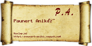 Paunert Anikó névjegykártya